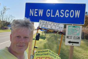 Trevor Redmond was in Halifax this time last year on his cross-Canada run, and has now made it to the North Okanagan in British Columbia October 2025.