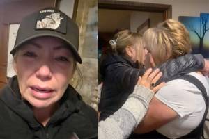 Tears stream from Katie Pasitney’s face as she watches her mother be consoled after the Supreme Court ruling Nov. 6. (video still)