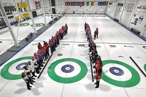 Six teams from Scotland played against six foursomes at the Langley Curling Centre. (Special to Langley Advance Times)