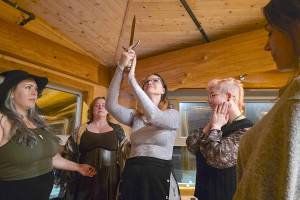 Members of the Fraser Witchery Bog posed for a picture during their full moon celebration at Derek Doubleday Arboretum. (Dan Ferguson/Langley Advance Times)