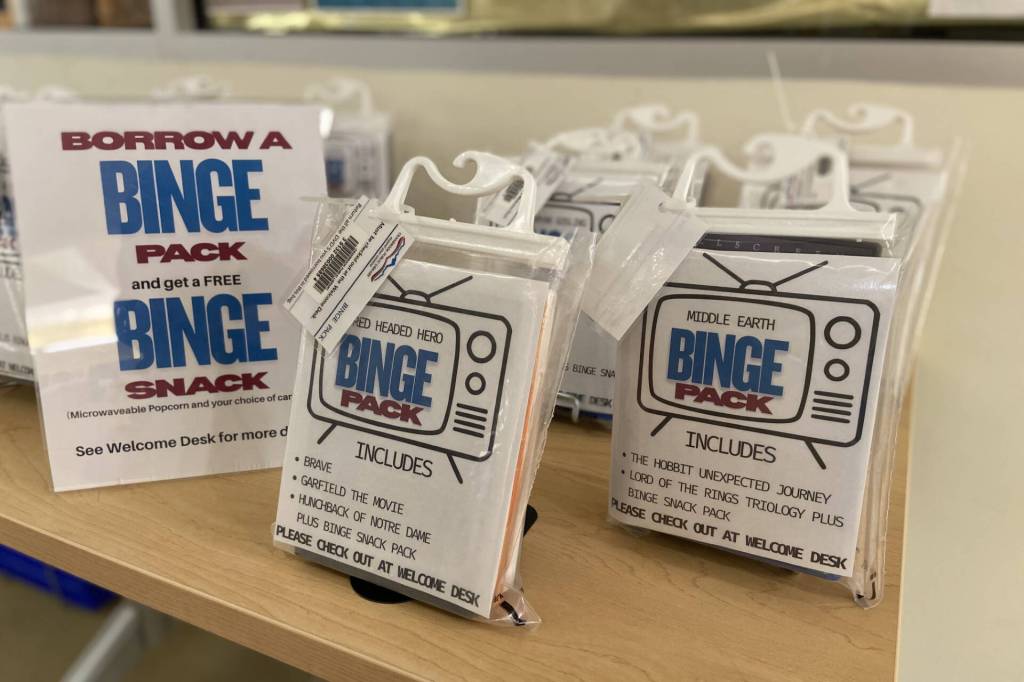 Cranbrook Public Library patrons can grab a pre-packaged bundle of 3 to 4 DVD's curated around specific fun themes, which also come with a snack. Submitted photo.