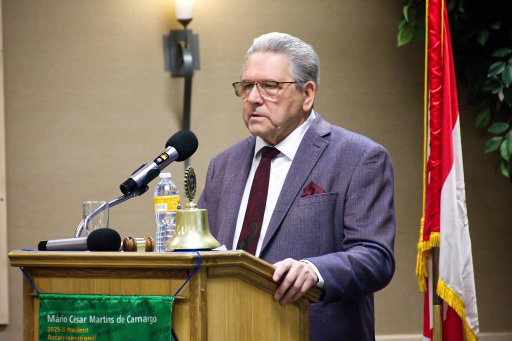 Cranbrook Mayor Wayne Price was the keynote speaker at a joint meeting of membership with the Cranbrook Chamber of Commerce and the Rotary Club of Cranbrook on Feb. 12 at the Heritage Inn. (Trevor Crawley/Cranbrook Townsman)