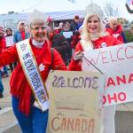 Port Angeles residents welcome passengers from Victoria as they disembark from the Coho&rsquo;s first sailing of the year in February 2025. (Courtesy of Port Angeles Waterfront District)