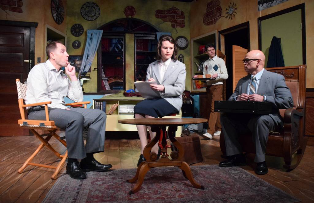 Andrew Weitzel (as Murray Burns), Finley Wilmot (as Nick Burns), Helena Mott (as Sandra Markowitz) and Sanjay Fisk (as Albert Amundsen) in CCT&rsquo;s &ldquo;A Thousand Clowns.&rdquo; (Barry Coulter photo)
