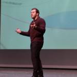 During his hour-long presentation, Kaleb Dahlgren recalled the day of the Humboldt Broncos bus crash, and the resilience that carried him through it. (Tony Trozzo/Goldstream Gazette)